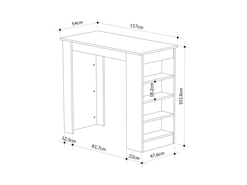 Tavolo bar in legno "Swallow" 117 x 54 x 101,8 cm - Bianco
