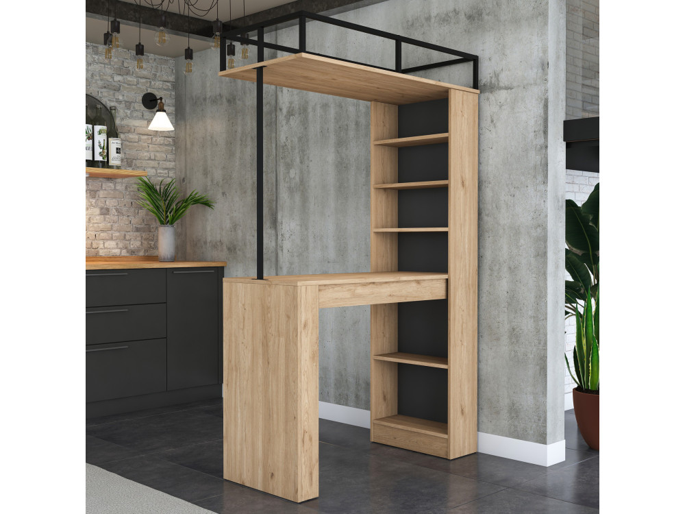 Tavolo da pranzo in legno "Jacob" con ripiani - 120 x 56 x 199 cm - Marrone
