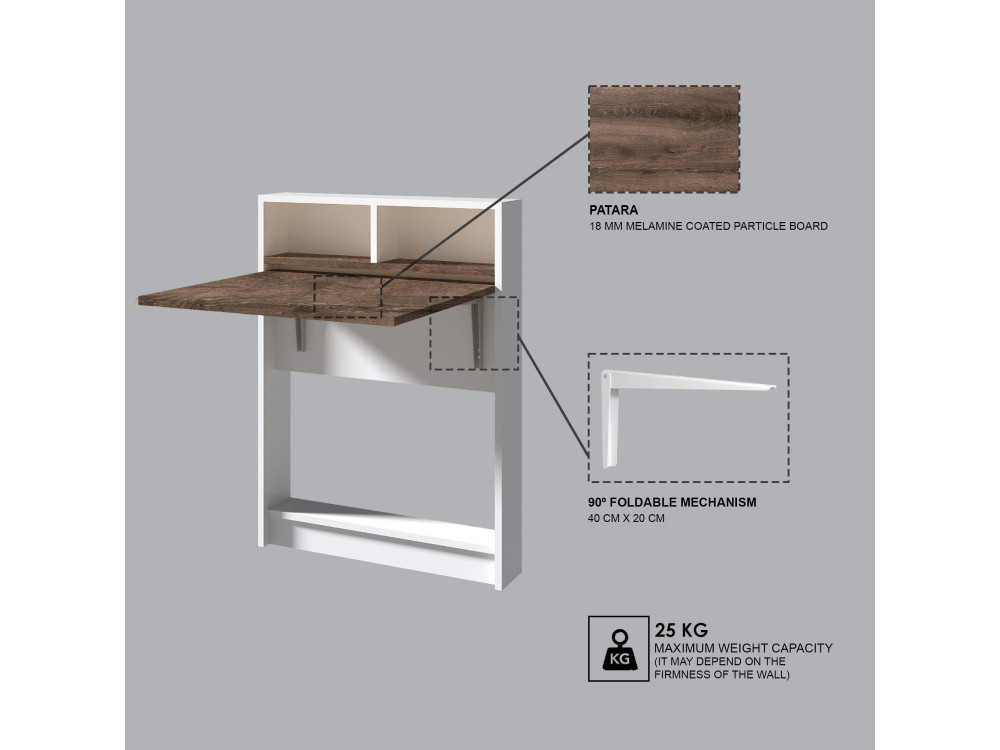 Tavolo da pranzo pieghevole in legno "Bracked" - 70 x 15 x 96 cm - Beige