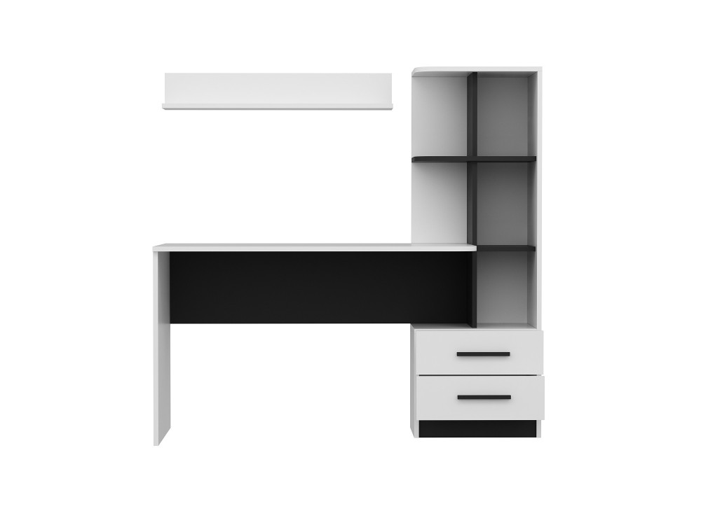 Scrivania in legno "Alaska" - 146 x 60 x 142 cm - Bianco, Nero