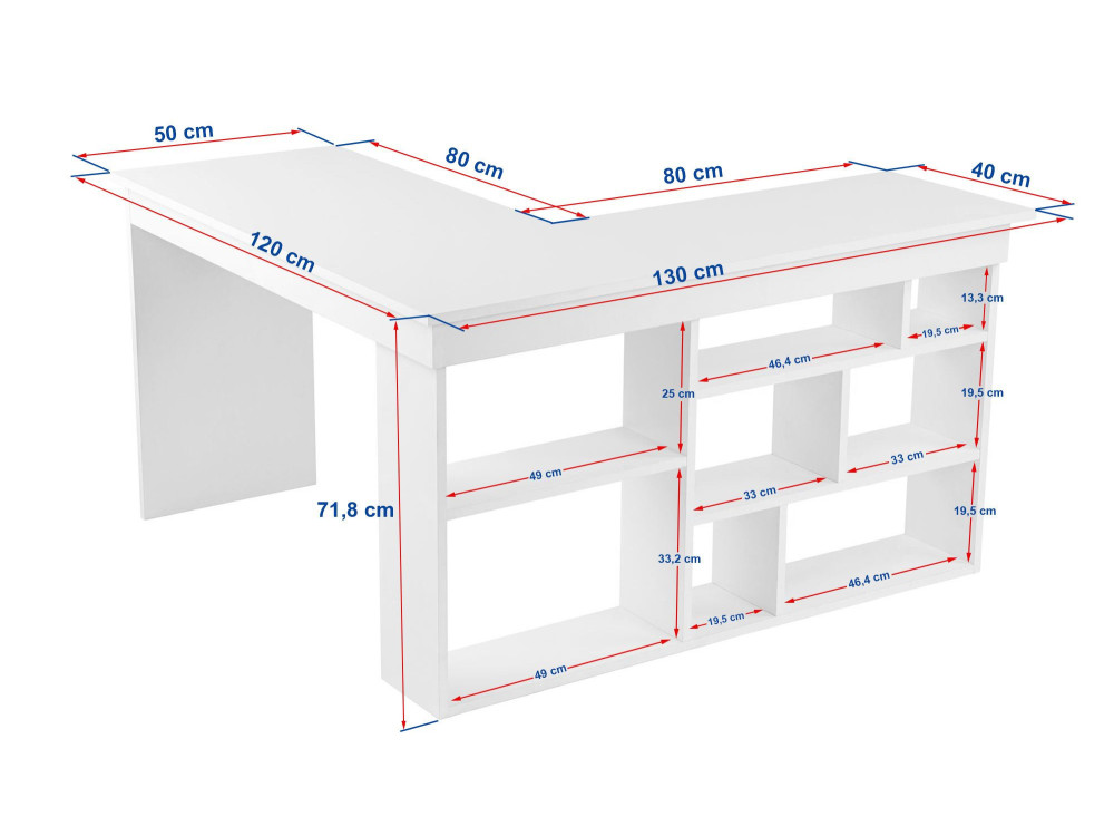 Scrivania in legno "Vesper" 130 x 120 x 72 cm - Bianco naturale