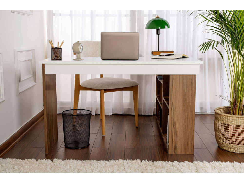 Scrivania in legno "Vesper" 130 x 120 x 72 cm - Noce