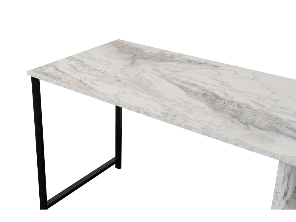 Scrivania doppia "Twin" con 2 ripiani in legno - 240 x 60 x 74 cm - Bianco marmorizzato