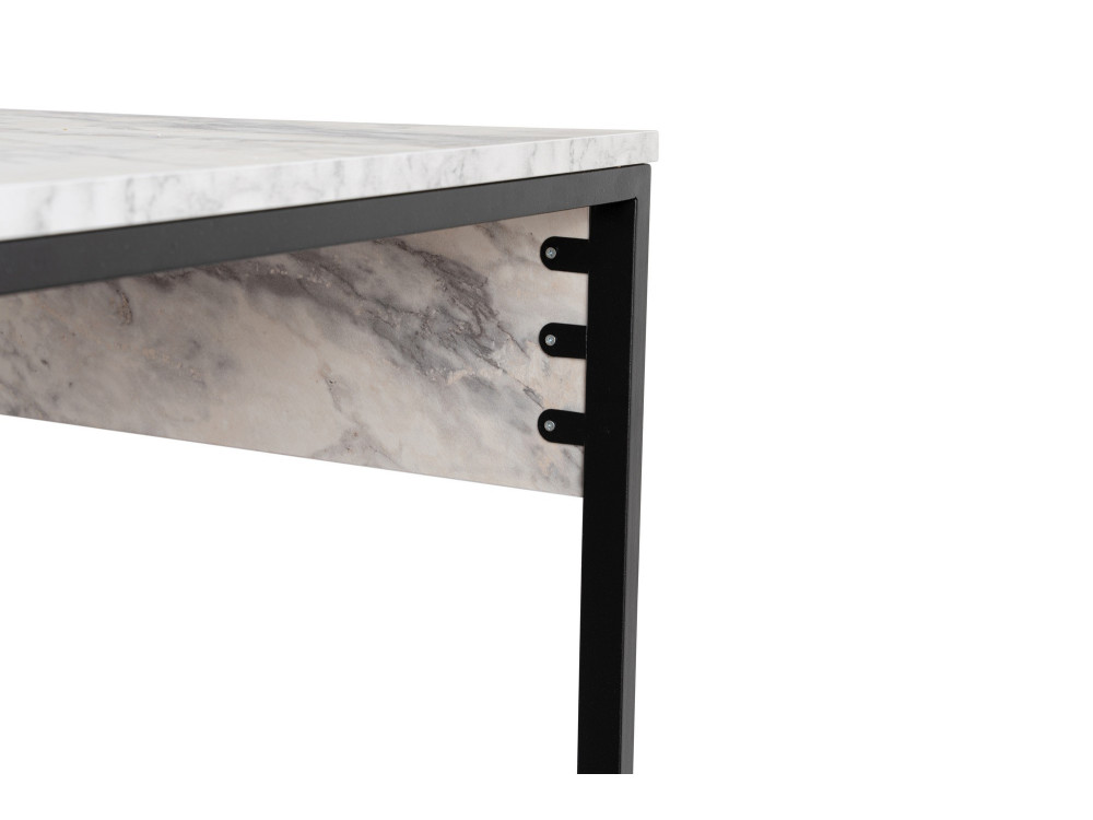 Scrivania doppia "Twin" con 2 ripiani in legno - 240 x 60 x 74 cm - Bianco marmorizzato