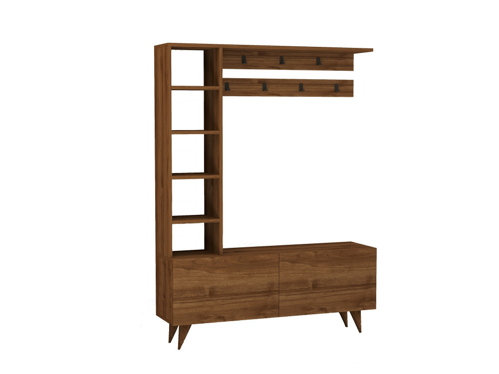 Mobile da ingresso in legno "Hale" - 120 x 32 x 161 cm - Noce