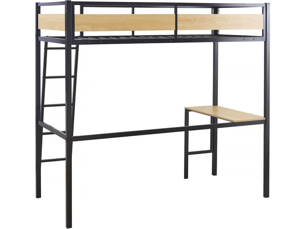 Letto a soppalco “Ethan” con scrivania - 90 x 190 cm - Nero