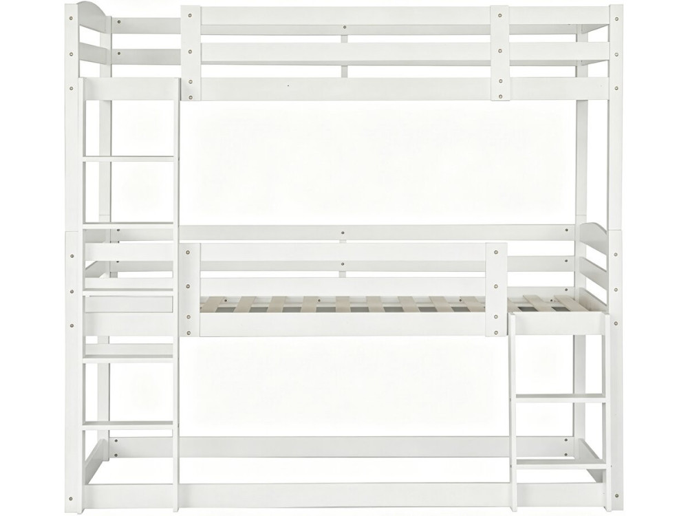 Letto a castello in legno con scaletta "Sephora" - 90 x 190 cm - Bianco