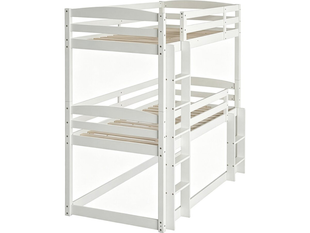 Letto a castello in legno con scaletta "Sephora" - 90 x 190 cm - Bianco