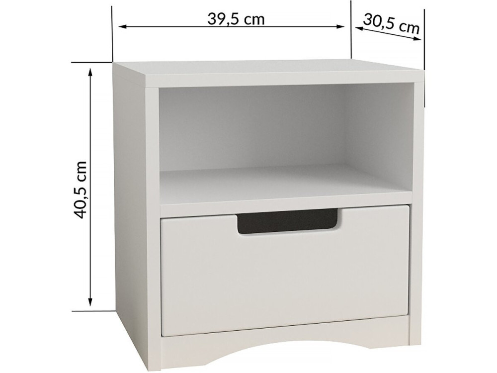 Comodino per bambini "Classic" -40,5 x 39,5 x 30,5 cm- Bianco