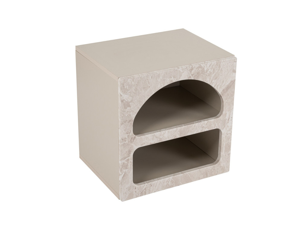Comodino in legno "Lorin" 50 x 40 x 50 cm - marmo travertino