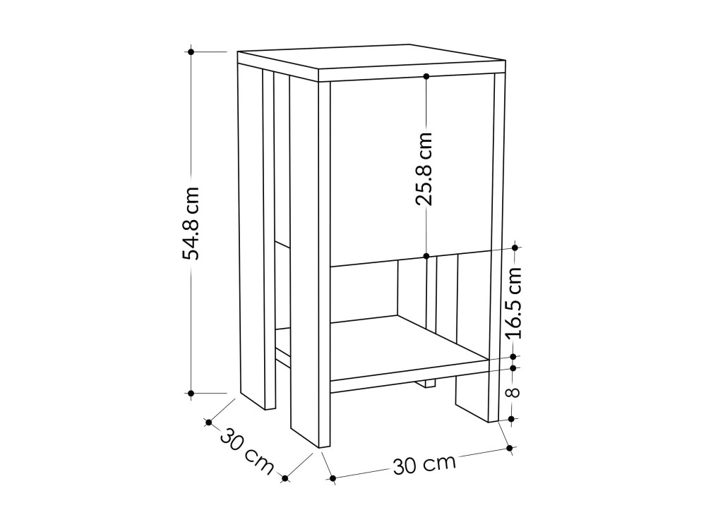 Comodino in legno "Ema" 30 x 30 x 55 cm - Hitit