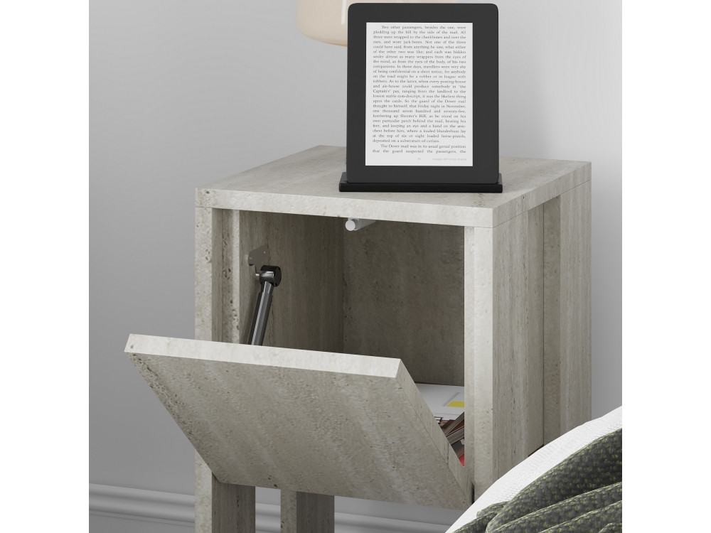 Comodino in legno "Ema" - 30 x 30 x 55 cm - Travertino