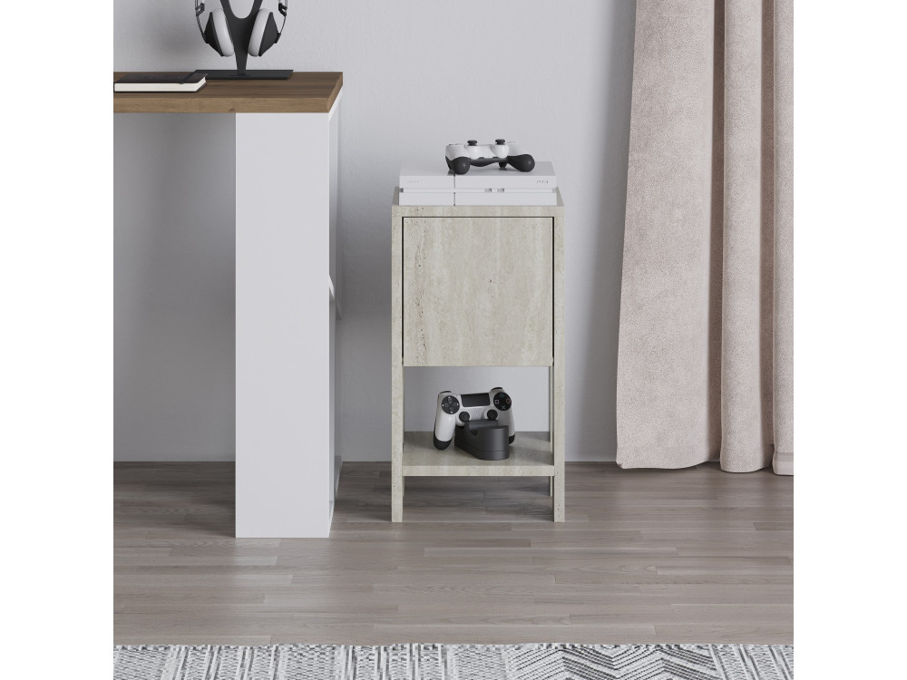 Comodino in legno "Ema" - 30 x 30 x 55 cm - Travertino