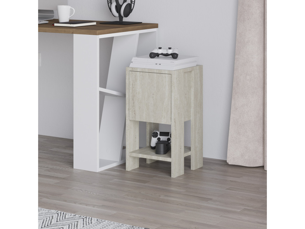 Comodino in legno "Ema" - 30 x 30 x 55 cm - Travertino