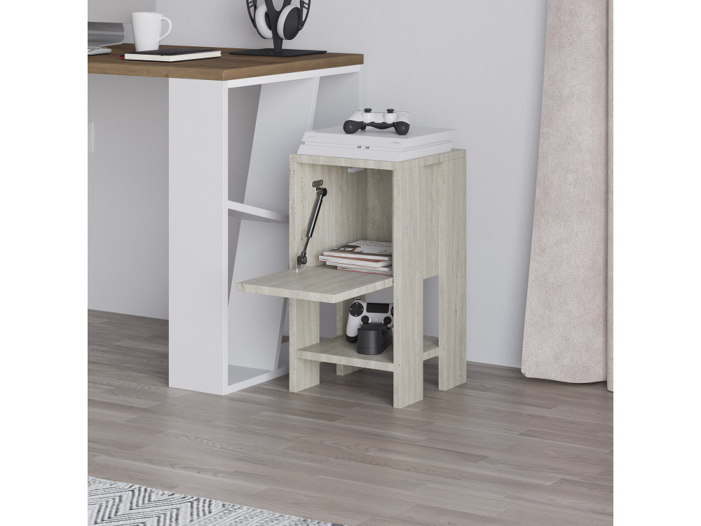Comodino in legno "Ema" - 30 x 30 x 55 cm - Travertino