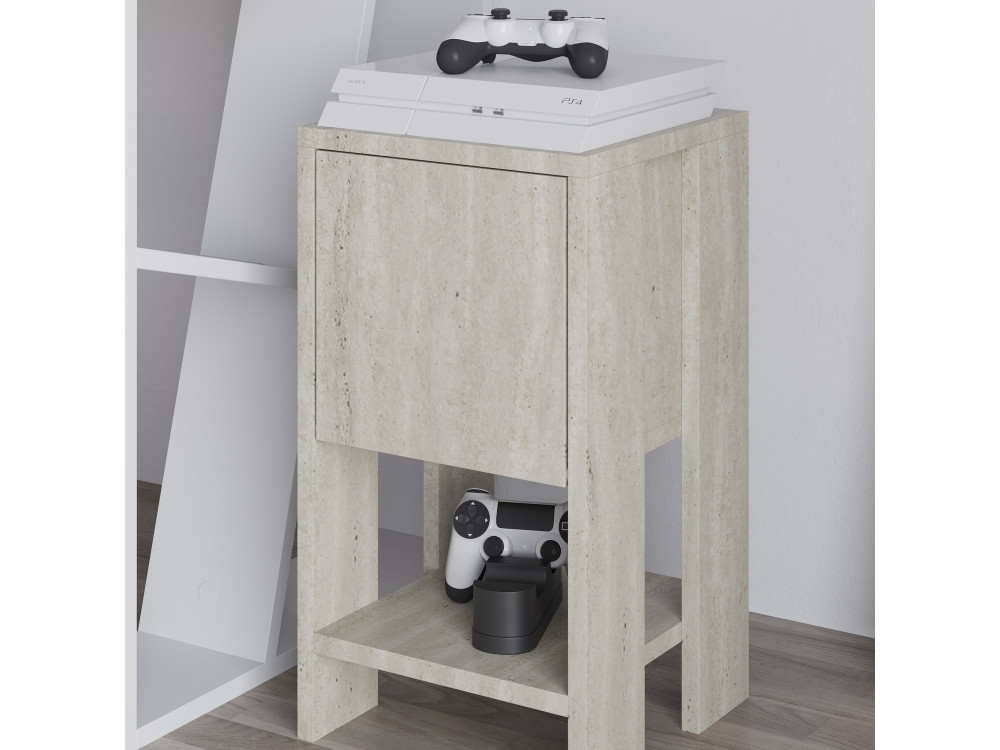 Comodino in legno "Ema" - 30 x 30 x 55 cm - Travertino