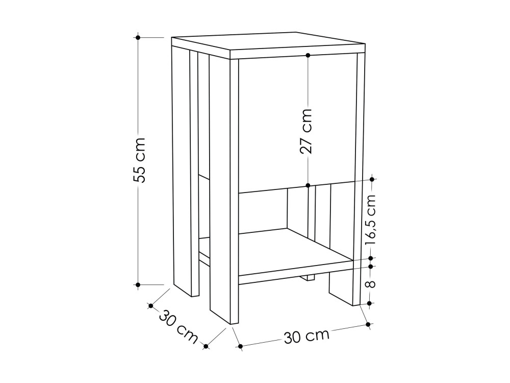 Comodino in legno "Ema" - 30 x 30 x 55 cm - Travertino