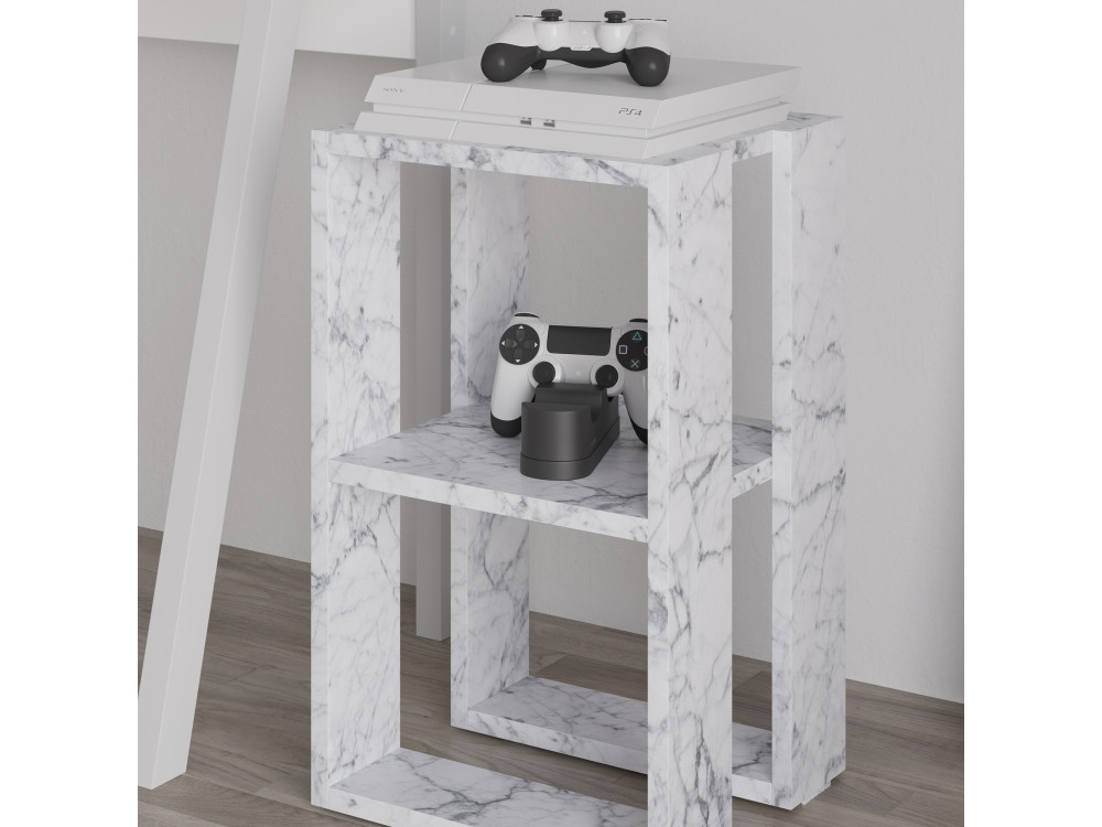 Comodino in legno "Lonie" 30 x 30 x 55 cm - marmo di Carrara