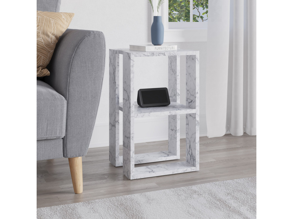 Comodino in legno "Lonie" 30 x 30 x 55 cm - marmo di Carrara