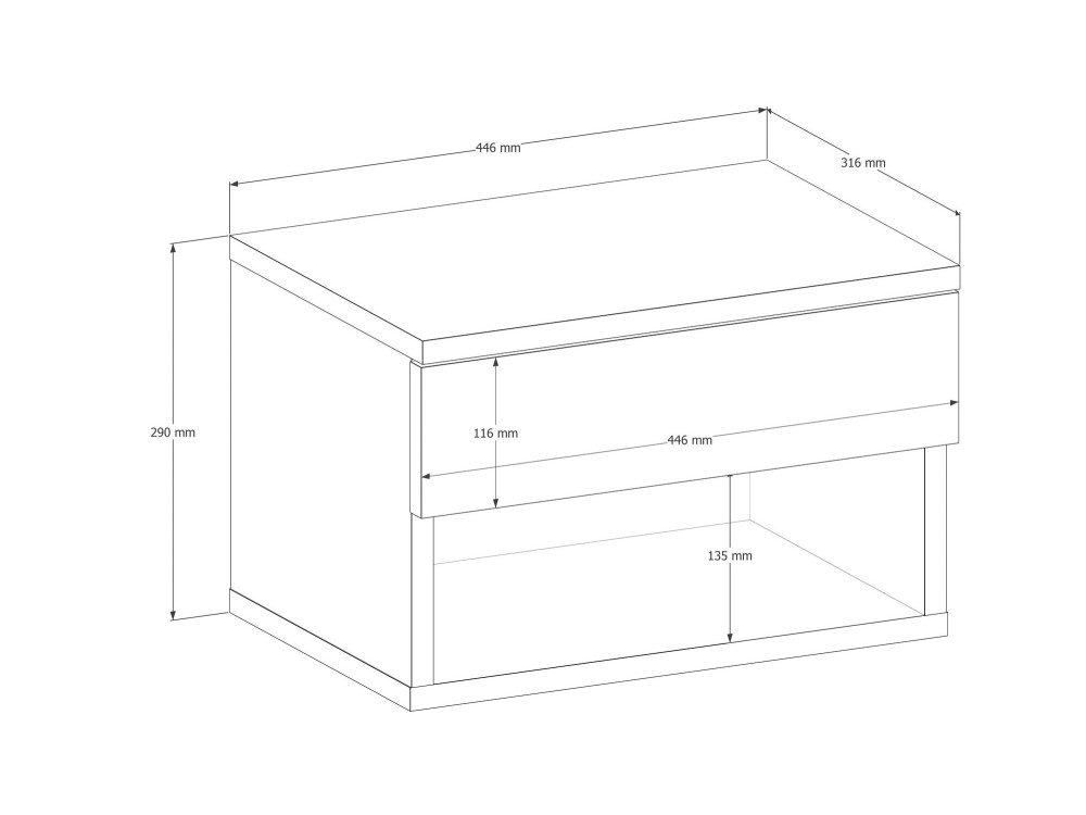 Comodino in legno "Ribes" - 45 x 32 x 29 cm - Marrone
