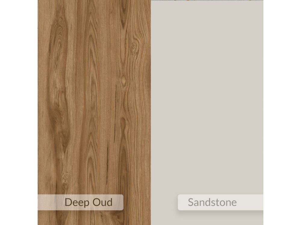 Comodino in legno "Brik" con luce LED - 45 x 30 x 18 cm - Marrone
