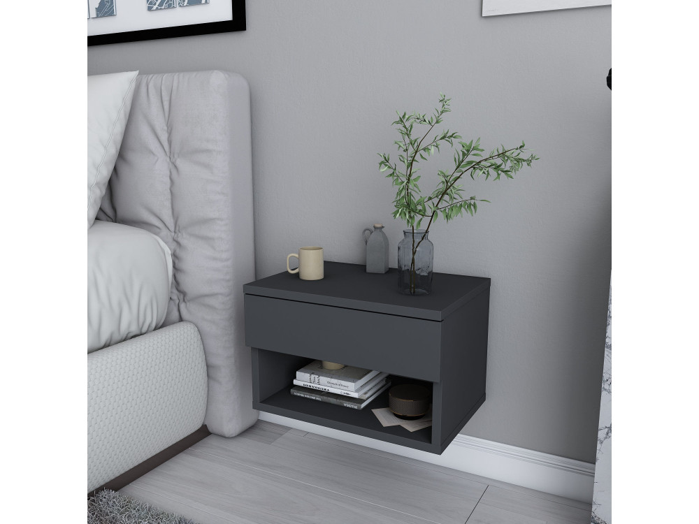 Comodino in legno "Jamot" - 45 x 29 x 32 cm - Grigio antracite