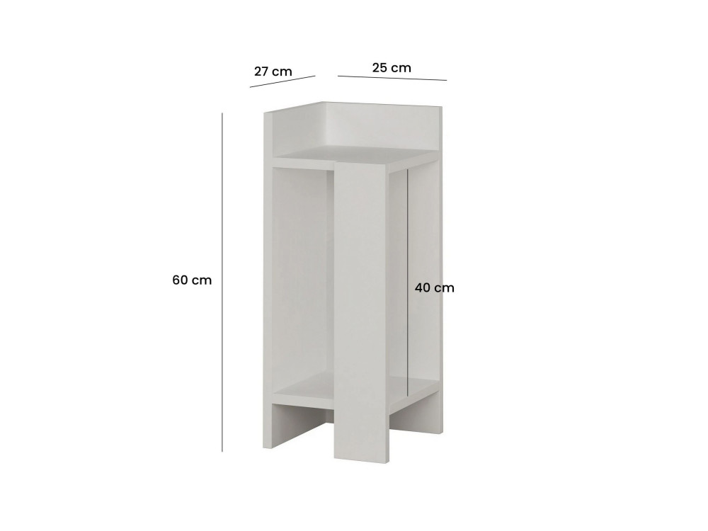 Comodino in legno "Elos Left" - 25 x 27 x 60 cm - Bianco