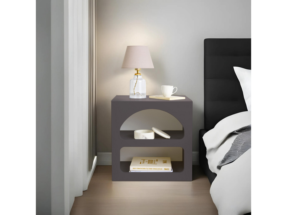 Comodino in legno "Lorin" - 50 x 40 x 50 cm - Grigio antracite