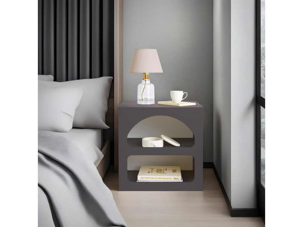 Comodino in legno "Lorin" - 50 x 40 x 50 cm - Grigio antracite