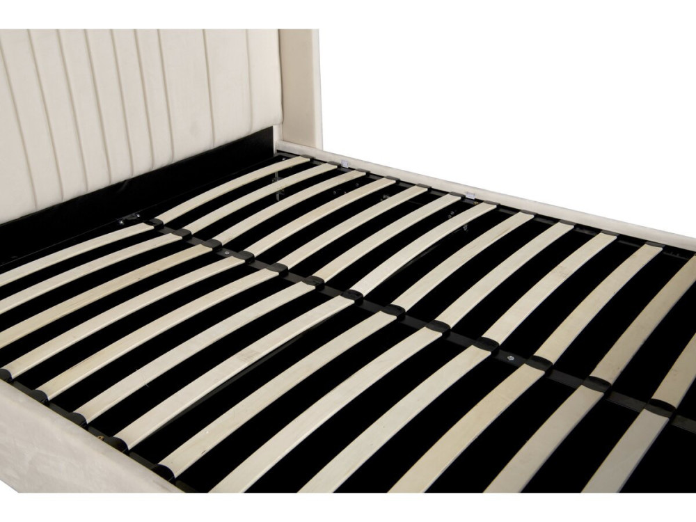 Letto matrimoniale con contenitore in tessuto e lampade integrate "Verbier" - 160 x 200 cm - Beige