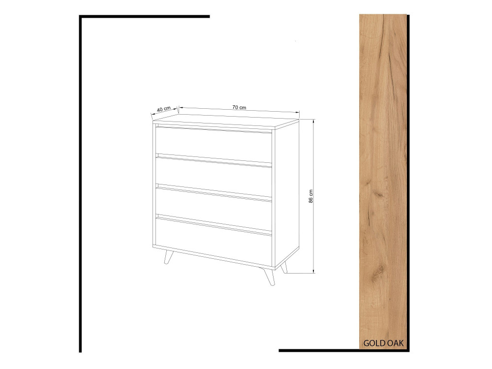 Cassettiera in legno "Suvera" - 70 x 40 x 86 cm - Beige