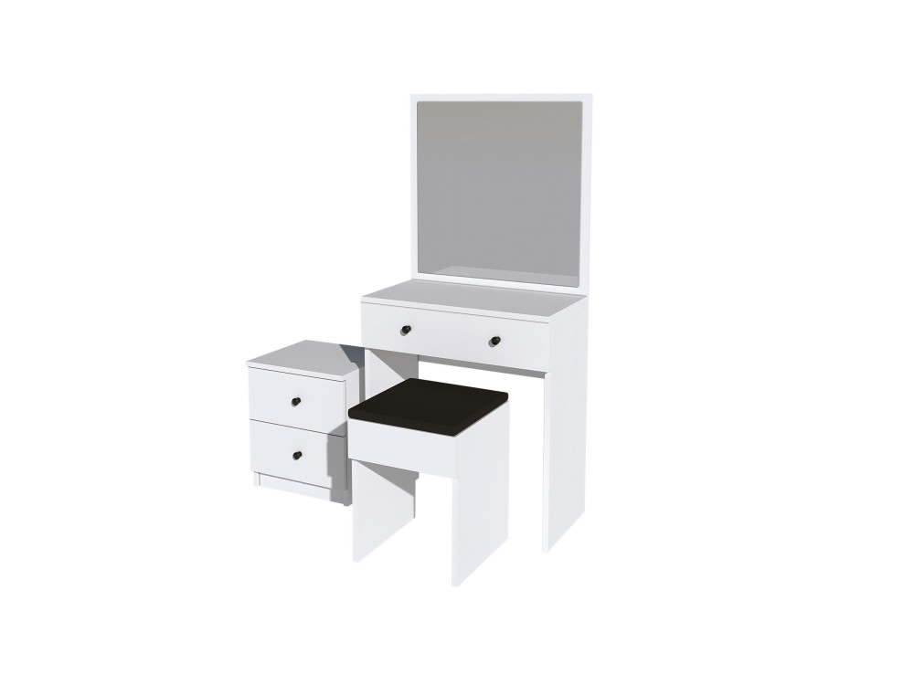 Set da toilette in legno "Nice" - 65 x 35 x 139 cm - Bianco