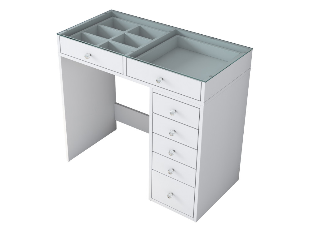 Comodino "Soma" con cassetti in legno incorporati - 90 x 44 x 80 cm - Bianco
