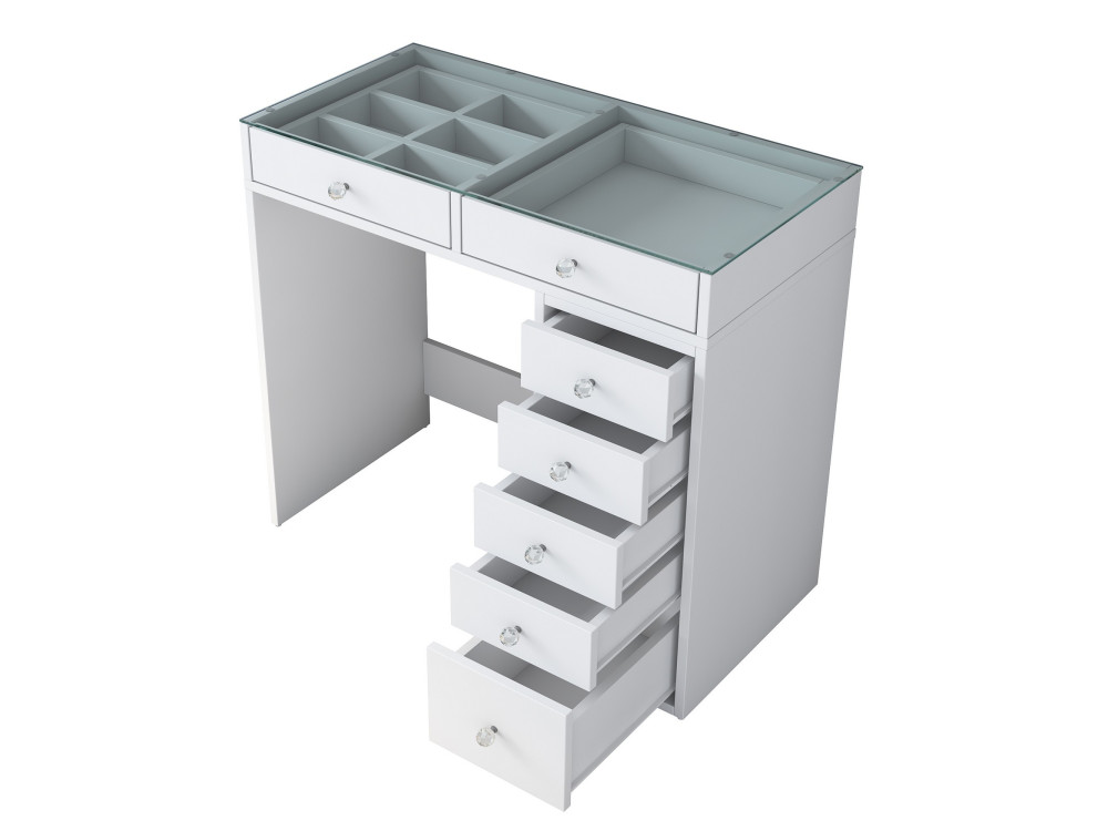 Comodino "Soma" con cassetti in legno incorporati - 90 x 44 x 80 cm - Bianco