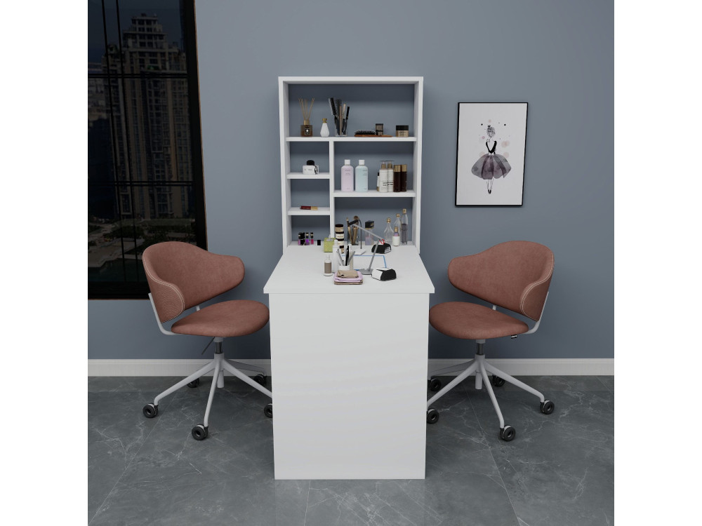 Tavolo da trucco in legno "Sedir" - 90 x 59 x 74 cm - Bianco