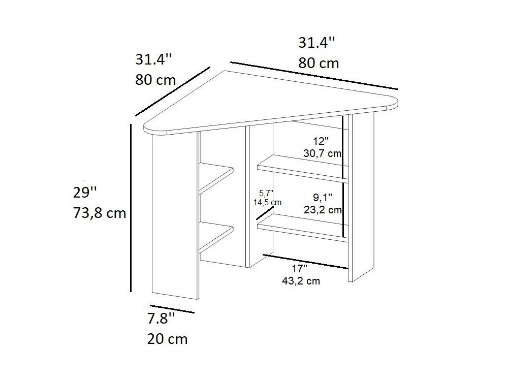 Scrivania "Corner" in legno - 80 x 80 x 73 cm - Bianco