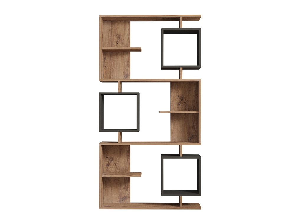 Libreria in legno "Icardi" - 90 x 24 x 171 cm - Pino atlantico antracite