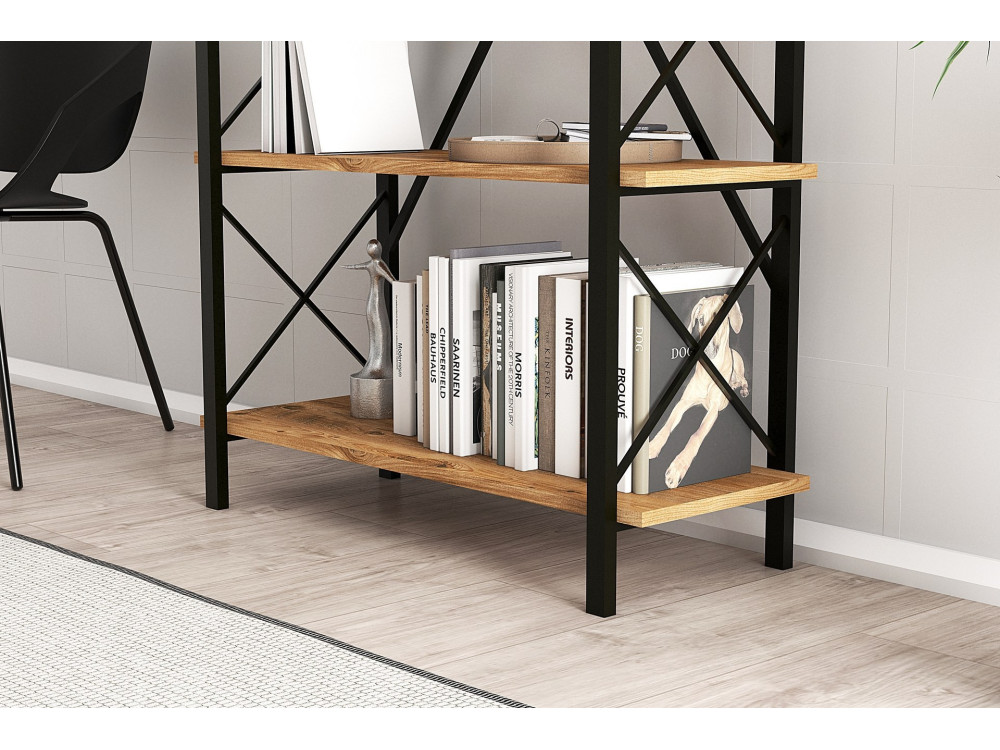 Libreria in legno "Nero" - 90 x 33 x 180 cm - Pino AtlanticoNero