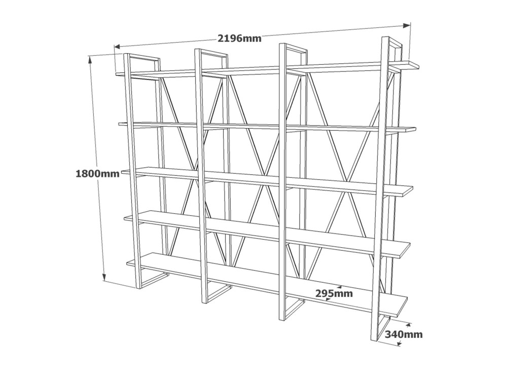 Libreria in legno "ML4" - 219 x 34 x 180 cm - Pino atlantico