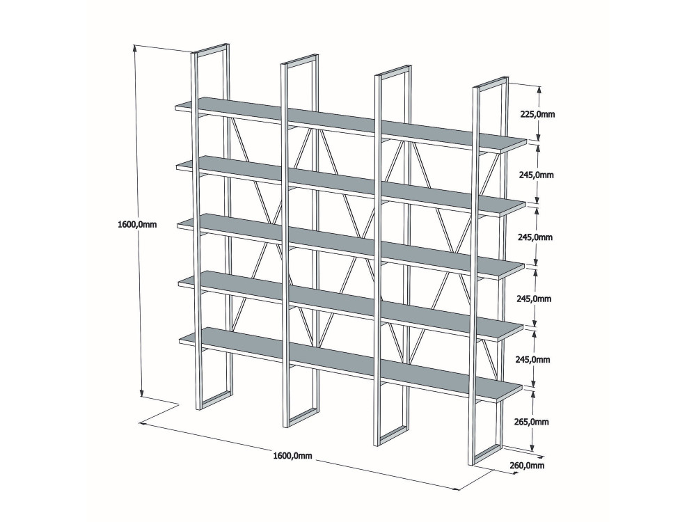 Libreria in legno "Beylerbeyi" - 160 x 26 x 160 cm - Noce canaletto