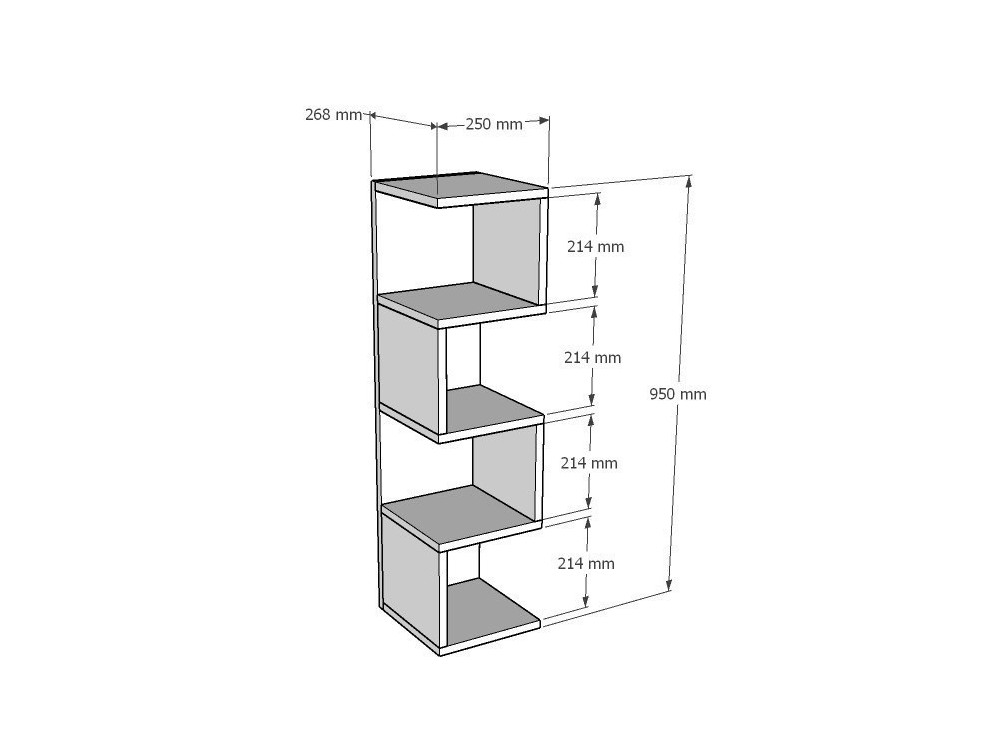 Libreria in legno "Alin" - 27 x 25 x 95 cm - Bianco