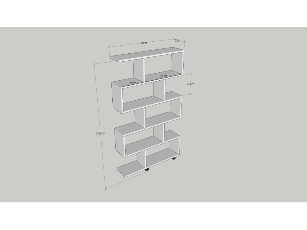 Libreria in legno "Elif" - 90 x 20 x 156 cm - Pino