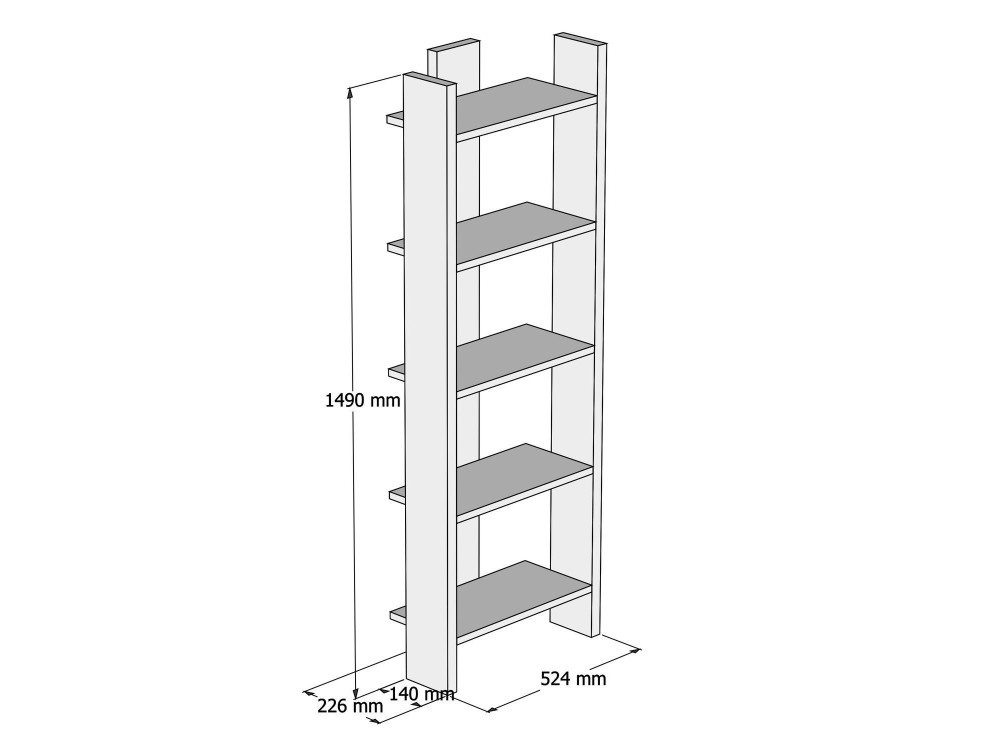 Libreria in legno "Virba" - 52 x 22 x 149 cm - Noce
