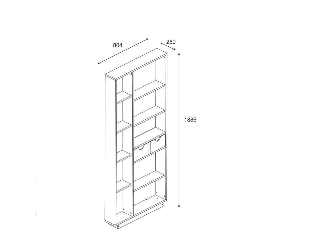 Libreria in legno "Luma" - 80 x 25 x 188 cm - Bianco