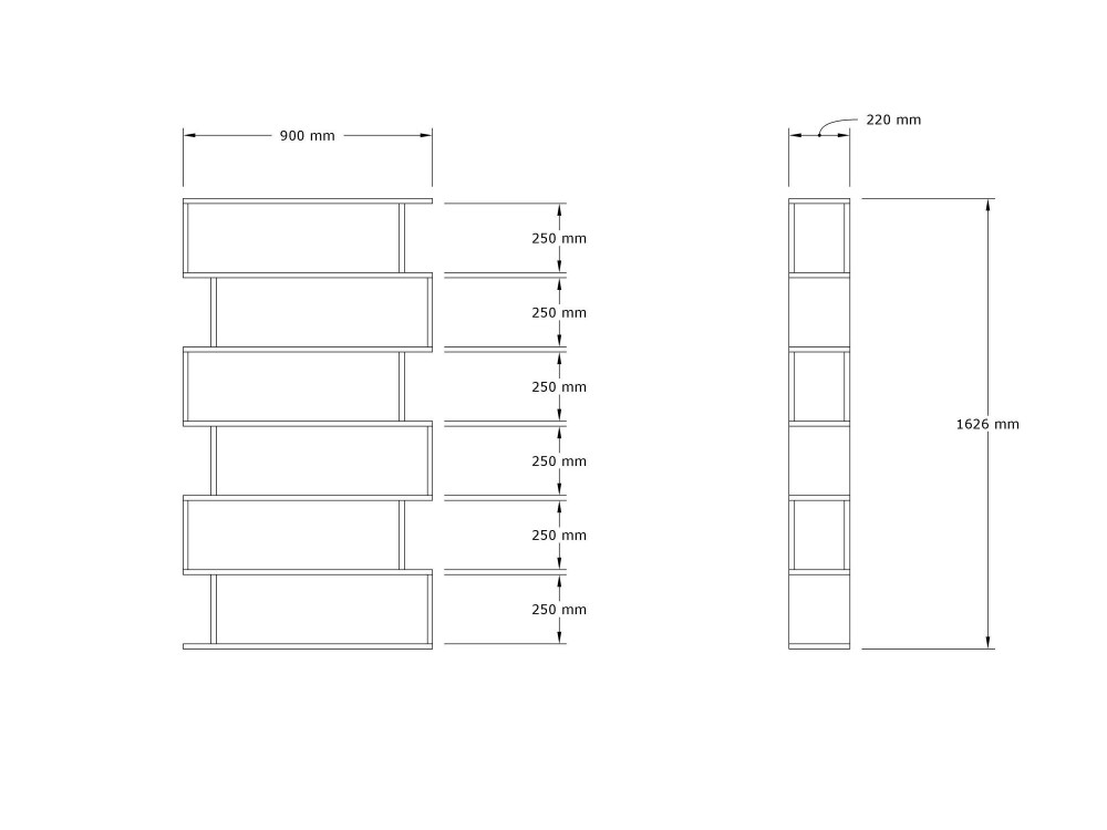 Libreria in legno "Hector" - 90 x 22 x 162 cm - Saphir