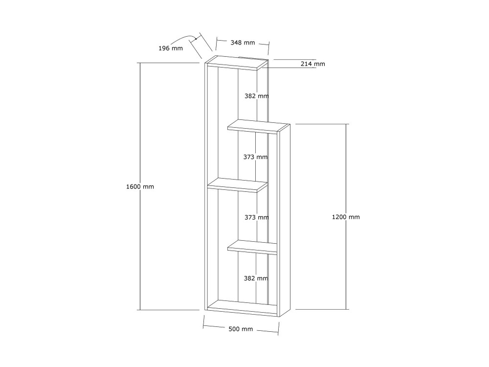 Libreria in legno "Wand" - 50 x 19 x 160 cm - Bianco