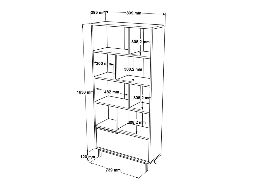 Libreria in legno "Calvin" 83,9 x 29,5 x 175,6 cm - Noce