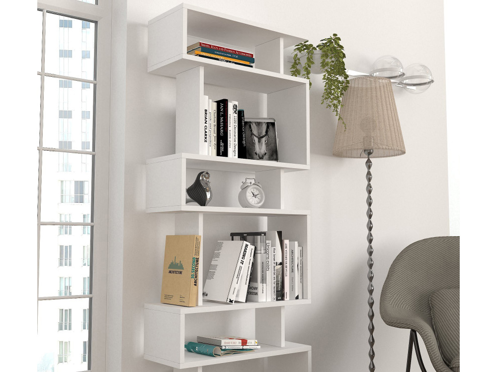 Libreria in legno "Blok" - 60 x 19 x 165 cm - Bianco