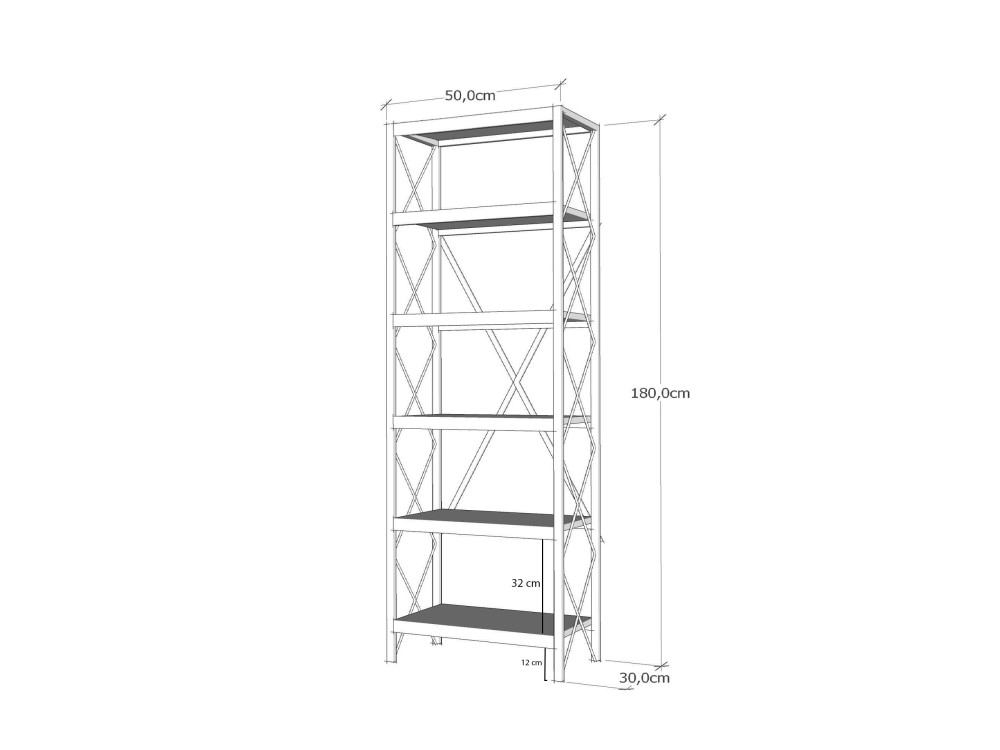 Libreria in legno "Suadiye" - 50 x 30 x 180 cm - Marrone