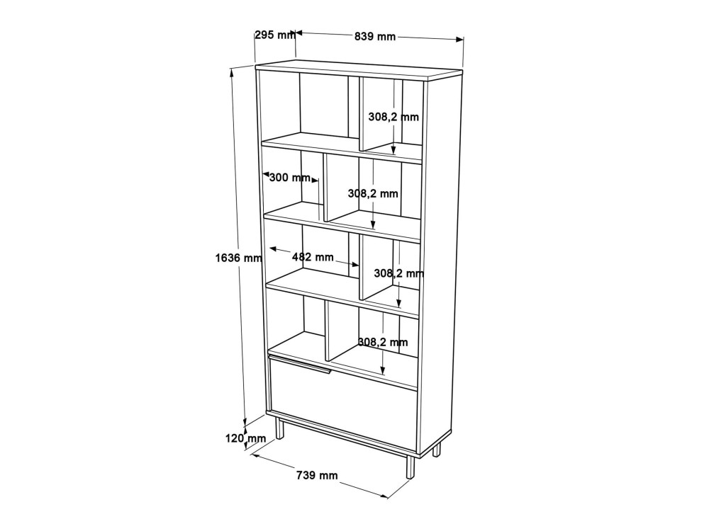 Libreria in legno "ON4-SW" - 84 x 30 x 176 cm - Bianco